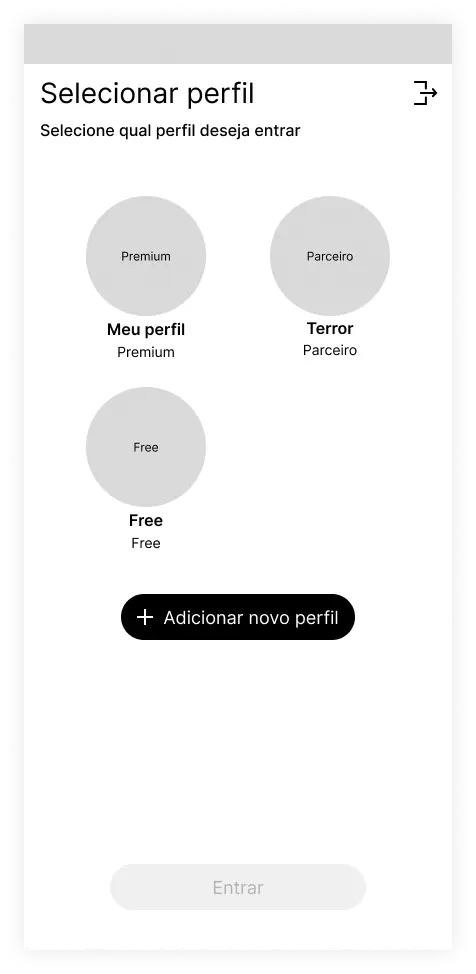 Wireframe — Select profile